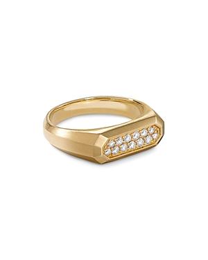 David Yurman Streamline Signet Ring In 18k Yellow Gold With Diamonds