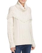Joie Viviam Fringe-trimmed Cable Sweater