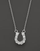 Roberto Coin 18k White Gold Diamond Baby Horseshoe Pendant Necklace, 16