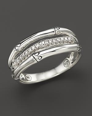 John Hardy Bamboo Sterling Silver Ring With Diamonds