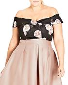 City Chic Plus Antique Rose Off-the-shoulder Crop Top