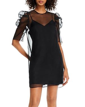 Cinq A Sept Erin Silk Puff-sleeve Mini Dress