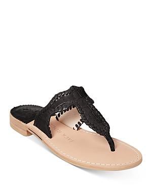 Jack Rogers Women's Jackie Croc Embossed Leather Thong Sandals