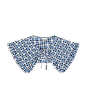 Ganni Seersucker Check Frill Collar