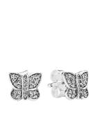 Pandora Earrings - Sterling Silver & Cubic Zirconia Sparkling Butterfly Studs