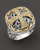 Konstantino Sterling Silver And 18k Gold Diamond Maltese Cross Ring