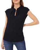 Hobbs London Maeve Button Neck Cap Sleeve Top