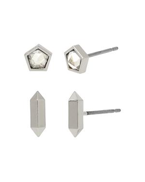 Allsaints Geometric Stone Stud Earrings, Set Of 2