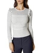 Karen Millen Ruffle-trim Striped Sweater