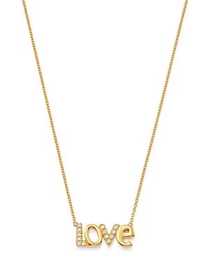 Bloomingdale's Diamond Love Pendant Necklace In 14k Yellow Gold 18, 0.06 Ct. T.w. - 100% Exclusive