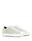 P448 Women's John Perforated Logo & Snake Printed Heel Patch Leather Sneakers