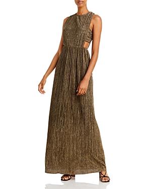 Bcbgmaxazria Pleated Metallic Evening Gown