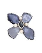 Alexis Bittar Future Antiquity Gray Slate Crystal, Imitation Pearl & Lucite Flower Pin