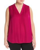 Vince Camuto Plus Shirred Satin Top