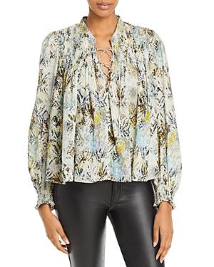 Iro Calli Cotton Printed Lace Up Top