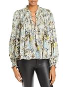 Iro Calli Cotton Printed Lace Up Top