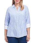 Foxcroft Three-quarter-sleeve Striped Shirt
