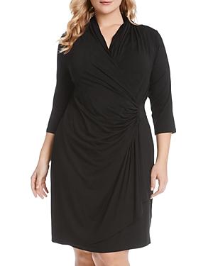 Karen Kane Plus Cascade Faux Wrap Dress