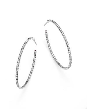 Roberto Coin 18k White Gold Extra Large Hoop Earrings With Micro Pave Diamonds