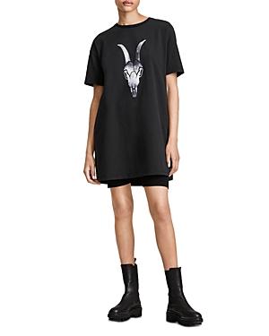 Allsaints Forest Ramskull Graphic Tee Dress