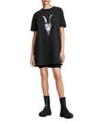 Allsaints Forest Ramskull Graphic Tee Dress