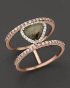Meira T 14k Rose Gold Triangular Labradorite Two-tiered Ring With Diamonds
