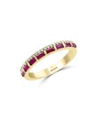 Bloomingdale's Ruby & Diamond Double-row Band In 14k Yellow Gold - 100% Exclusive