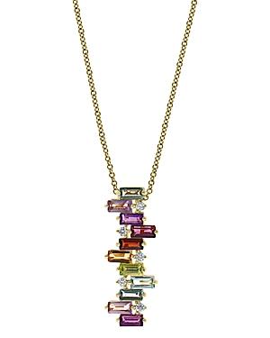 Bloomingdale's Rainbow Gemstone & Diamond Scattered Pendant Necklace In 14k Yellow Gold, 18 - 100% Exclusive