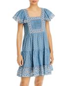 Sea Fernanda Tile Print Flutter Sleeve Dress