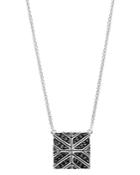 John Hardy Sterling Silver Modern Chain Black Sapphire Square Pendant Necklace, 16