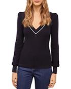 Gerard Darel Erin Cotton Contrast Trim Sweater
