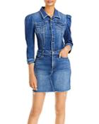 Mother The Puffy Bruiser Mini Denim Dress In Nature Touch Base
