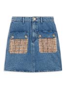 Sandro Fiorina Tweed Pockets Denim Mini Skirt