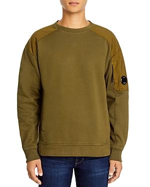 C.p. Company Garment Dyed Fleece Mixed Lens Crew Sweatshirt