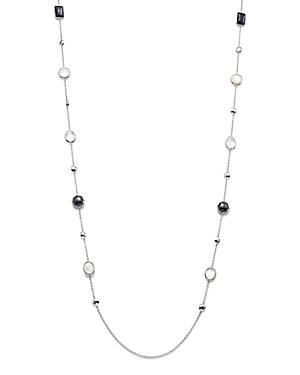 Ippolita Sterling Silver Rock Candy Mother-of-pearl Doublet, Hematite Doublet And Clear Quartz Long Station Necklace In Piazza, 42