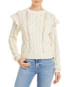 Frame Sofia Ruffled Cable Knit Sweater