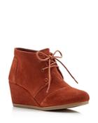 Toms Desert Wedge Suede Lace Up Booties