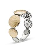 John Hardy Sterling Silver & Hammered 18k Gold Dot Round Disc Ring