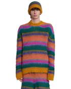 Marni Striped Crewneck Fuzzy Sweater