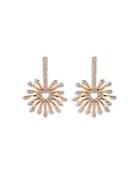 Hueb 18k Rose Gold Luminus Diamond Starburst Dangle Hoop Earrings