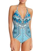Laundry By Shelli Segal Plunge Halter One Piece Swimsuit