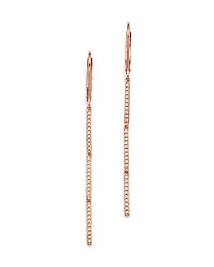 Diamond Micro Pave Linear Drop Earrings In 14k Rose Gold, .18 Ct. T.w.