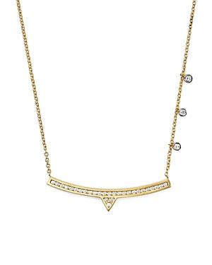 Meira T 14k White And Yellow Gold Curved Bar Necklace With Diamonds, 14