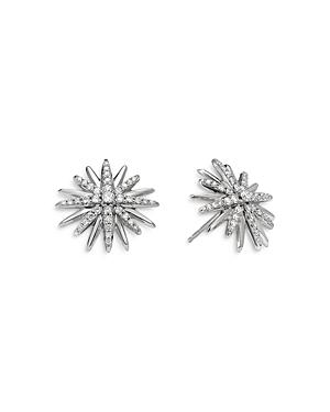 David Yurman Sterling Silver Starburst Stud Earrings With Diamonds