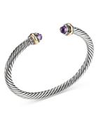 David Yurman Sterling Silver & 14k Yellow Gold Cable Bracelet With Amethyst