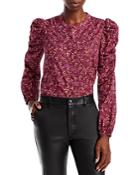 Aqua Floral Print Puff Shoulder Shirt - 100% Exclusive