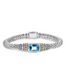 Lagos 18k Yellow Gold And Sterling Silver Caviar Color Bracelet With Swiss Blue Topaz