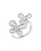 Bloomingdale's Diamond Baguette & Round Double Butterfly Ring In 14k White Gold, 0.85 Ct. T.w. - 100% Exclusive