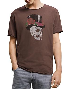 John Varvatos Star Raw Trim Skull Top Hat Graphic Tee