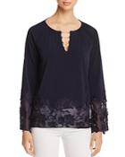 T Tahari Laurie Embroidered Lace Top